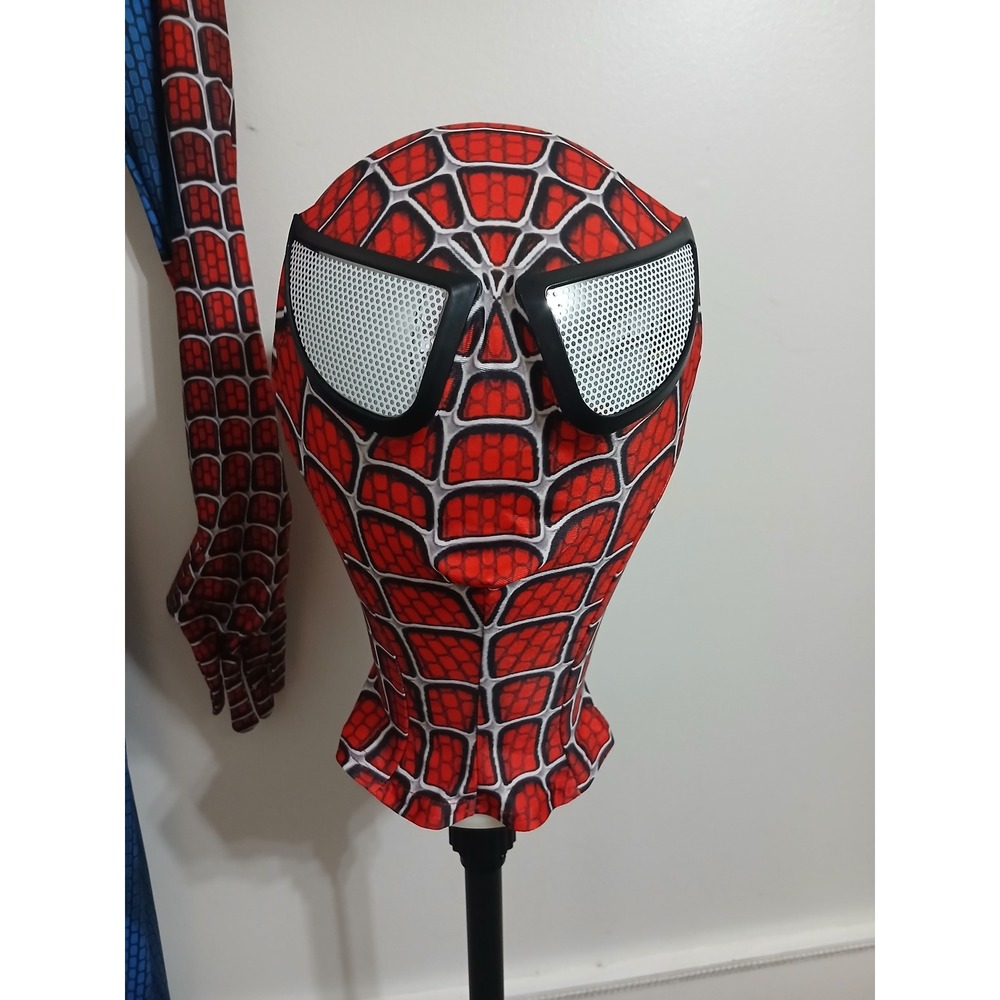 Spider-Man Cosplay Costume Mens Large Superhero Bodysuit Jumpsuit with Mask - Picture 4 of 6